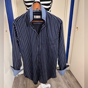 Bugatchi Uomo Shaped Fit Dress Shirt M 100% Cotton